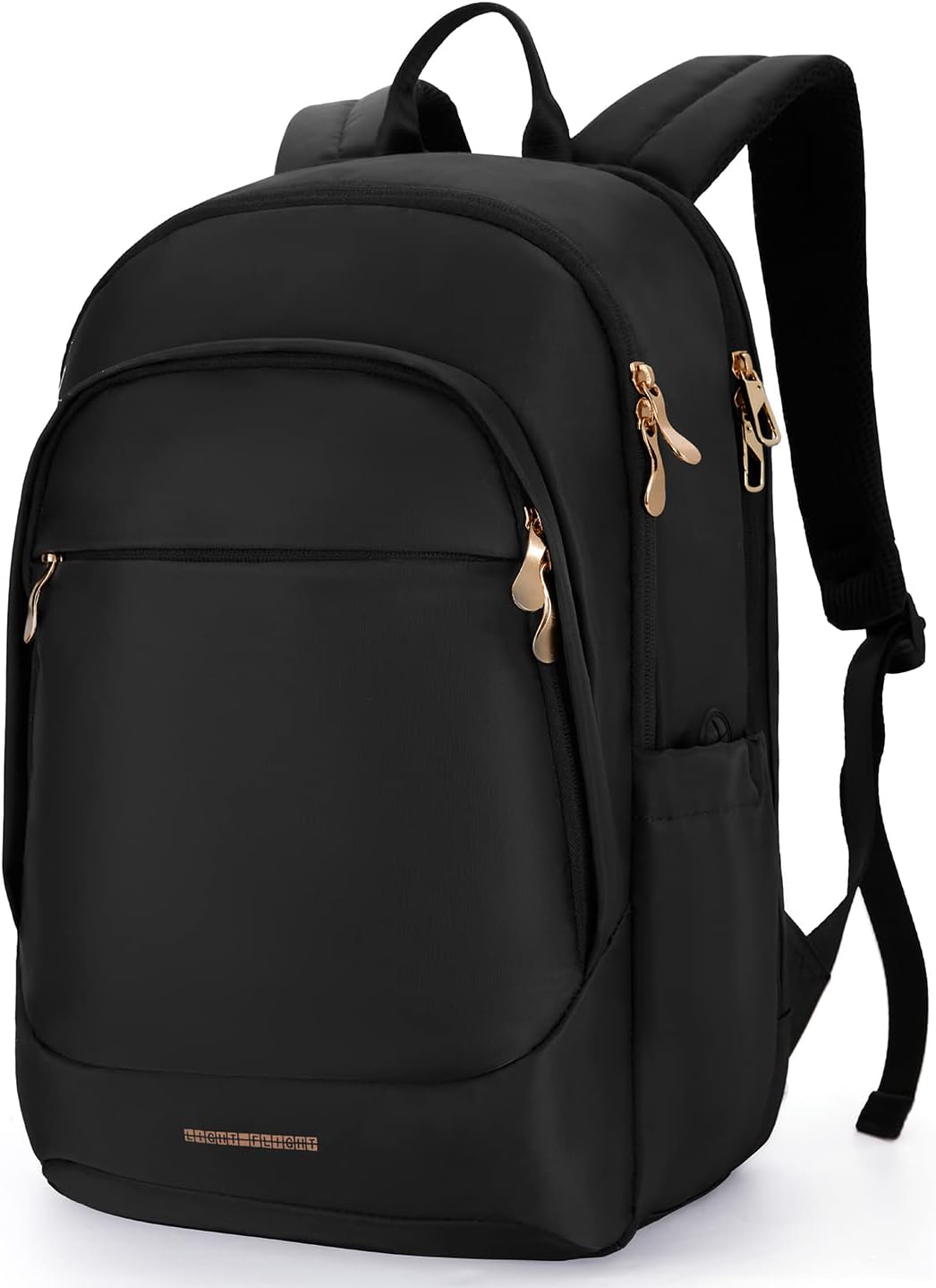 Premium Black Laptop Backpack with Gold Zippers